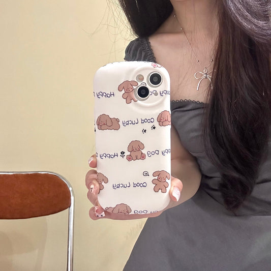 Capsule collection. Brown lucky puppy pattern mobile phone case