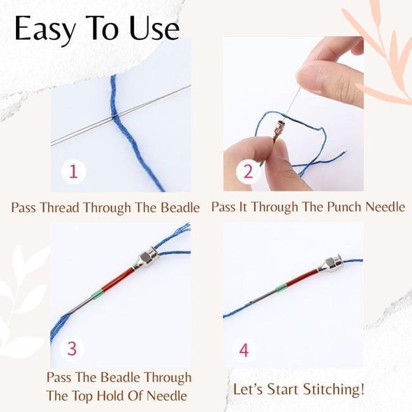 🥳🥳🥳SUMMER Hot Sale 40% OFF-Easy Stitch Embroidery Stitching Punch Needles Set-BUY 3 SETS GET 1 SETS FREE NOW!