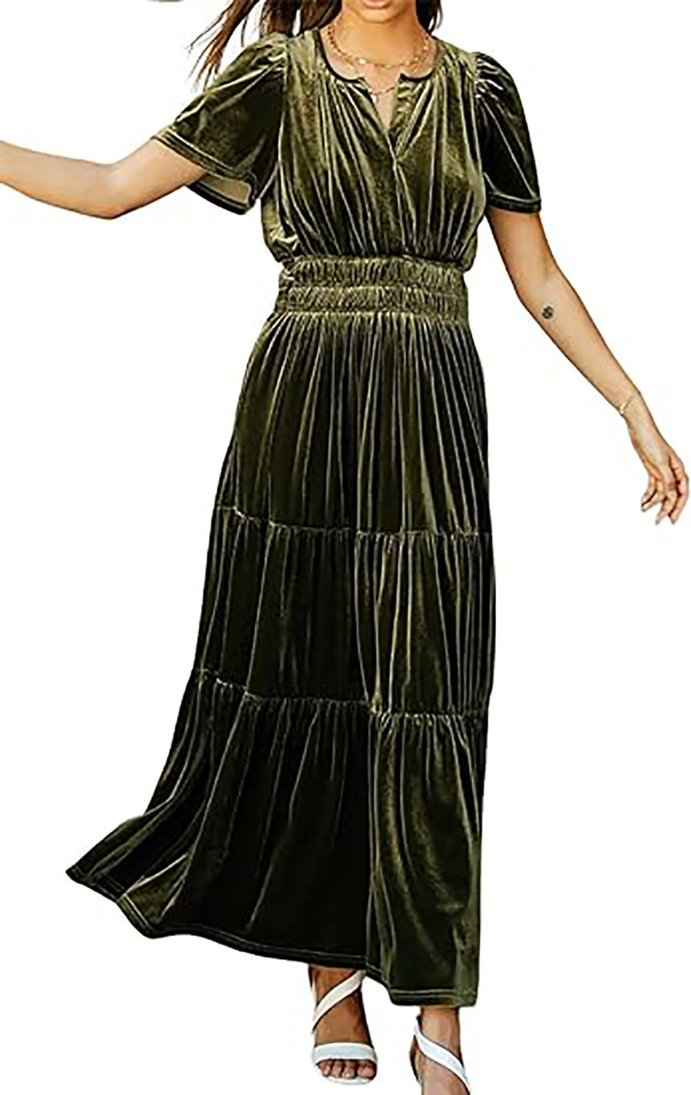 Women‘s Velvet Tiered Maxi Dress