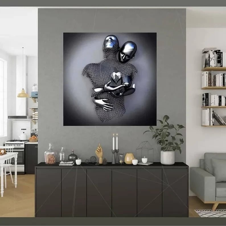 💞 Love Heart Gray-3D Art Wall