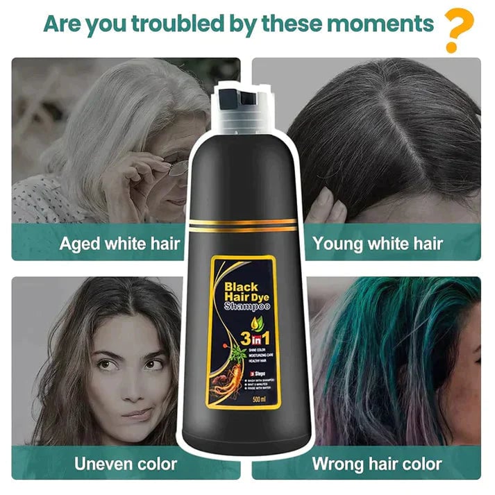 Black Hair DYE Shampoo 3 In 1 BUY 2 GET 1 FREE with Money Back Guarantee