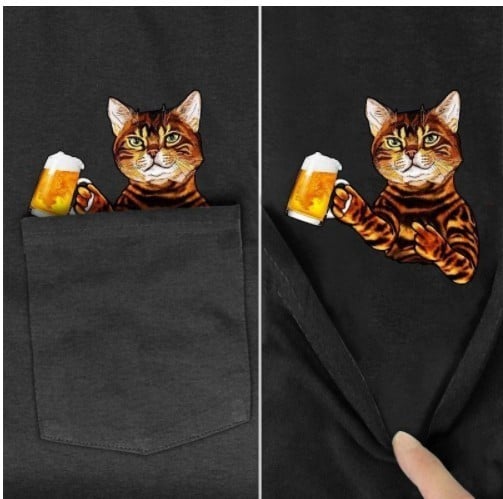 😾🖕Pocket Middle Finger Cat T-Shirt(Buy 2 Free Shipping)