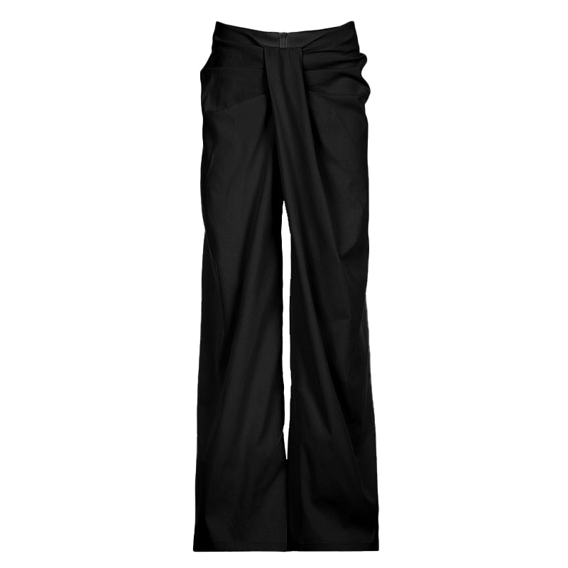 Ruched zip-up straight leg low rise pant