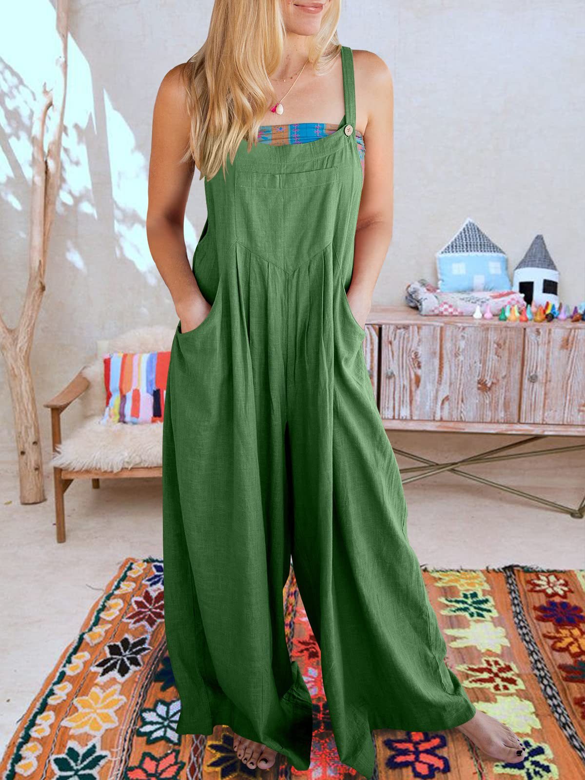 Plus Size Wide Leg Overalls Jumpsuit (Buy 2 Free Shipping)