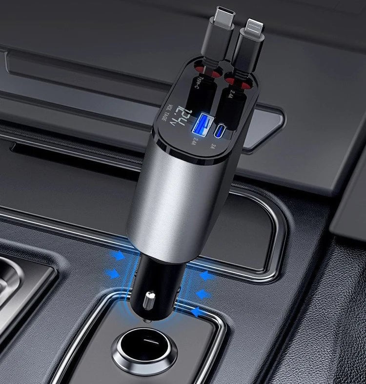 ChargeSpiralTM 4-in-1 Car Charger