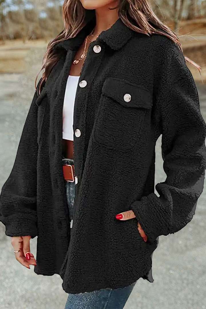 Women's Plus Size Teddy Fleece Long Casual Coat