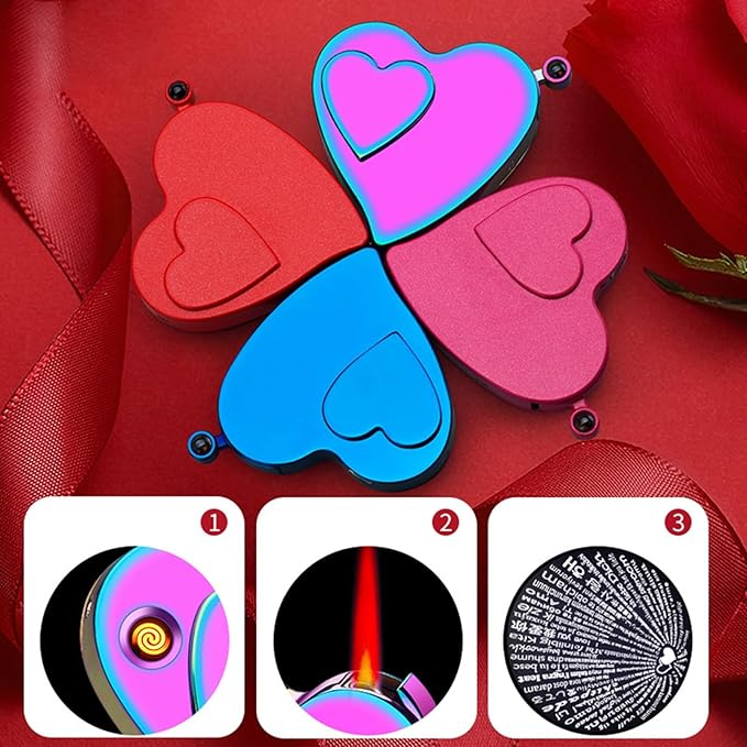 Multipurpose Heart-Shaped Electric and Gas Lighter