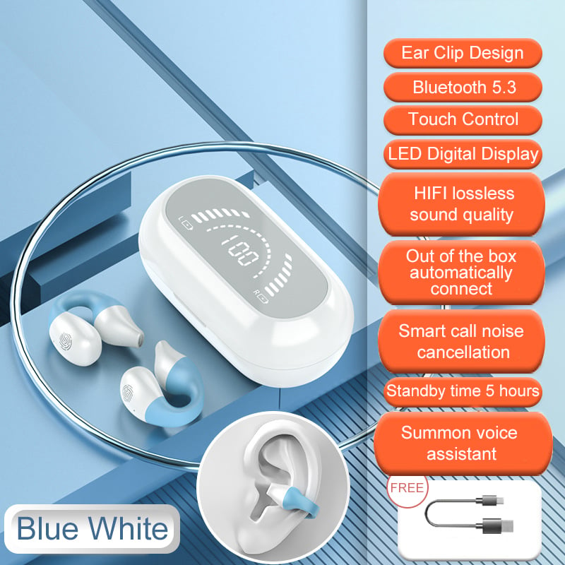 🎧 2024 Latest Version! Wireless Ear Clip Bone Conduction Headphones