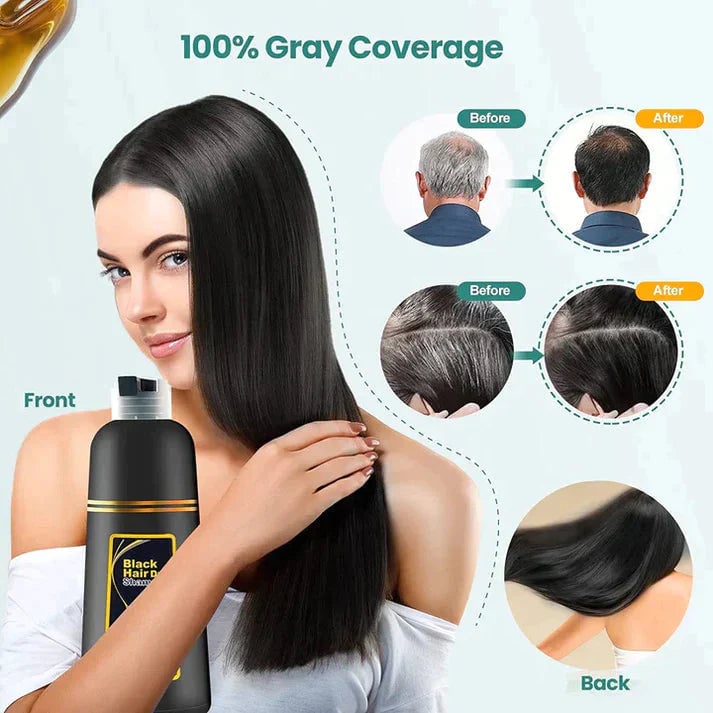 Black Hair DYE Shampoo 3 In 1 BUY 2 GET 1 FREE with Money Back Guarantee