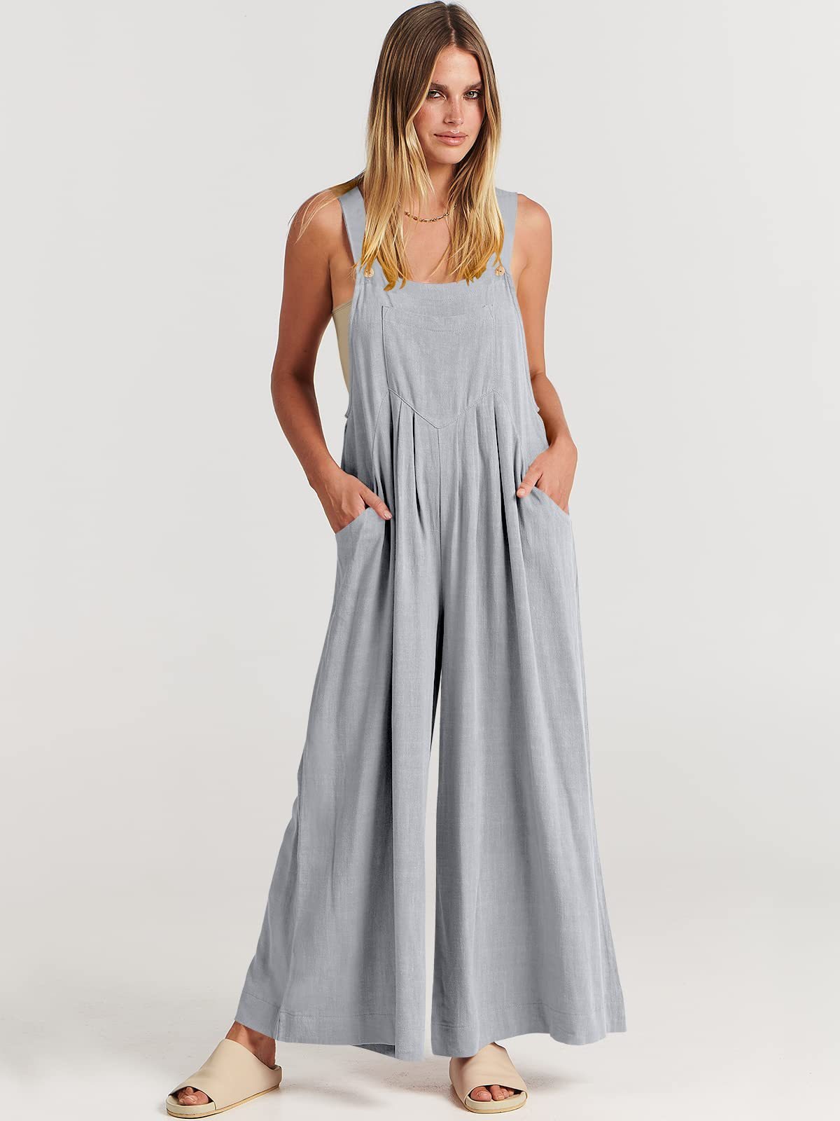 Plus Size Wide Leg Overalls Jumpsuit (Buy 2 Free Shipping)