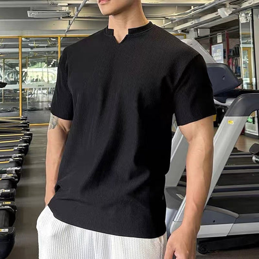 Men's V-Neck Short Sleeve Athletic Workout T-Shirts