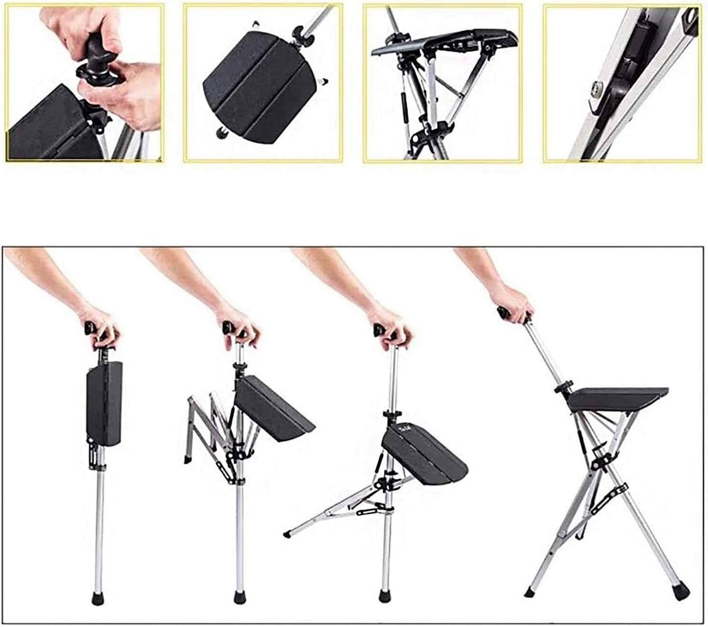 Foldable Seat Cane, Adjustable Trekking Stick, Portable Lightweight Stick Chair, Aluminum Hiking Walking Canes for Seniors Adult