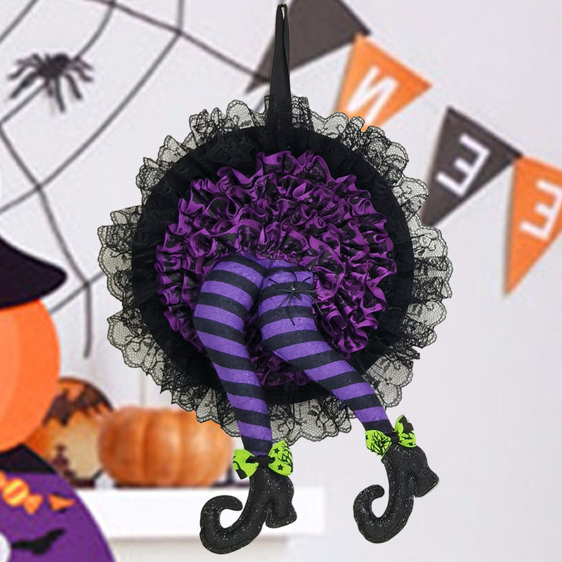 Halloween Witch Long Leg Wreath