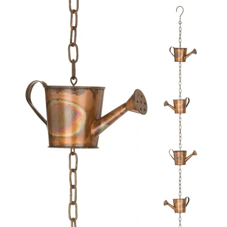 Steel Leaf Rain Chain With Temple Bells