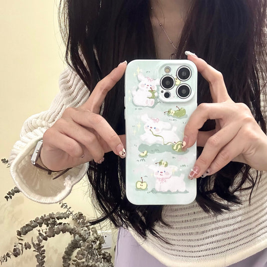 Green apple three puppy TPU material mobile phone case