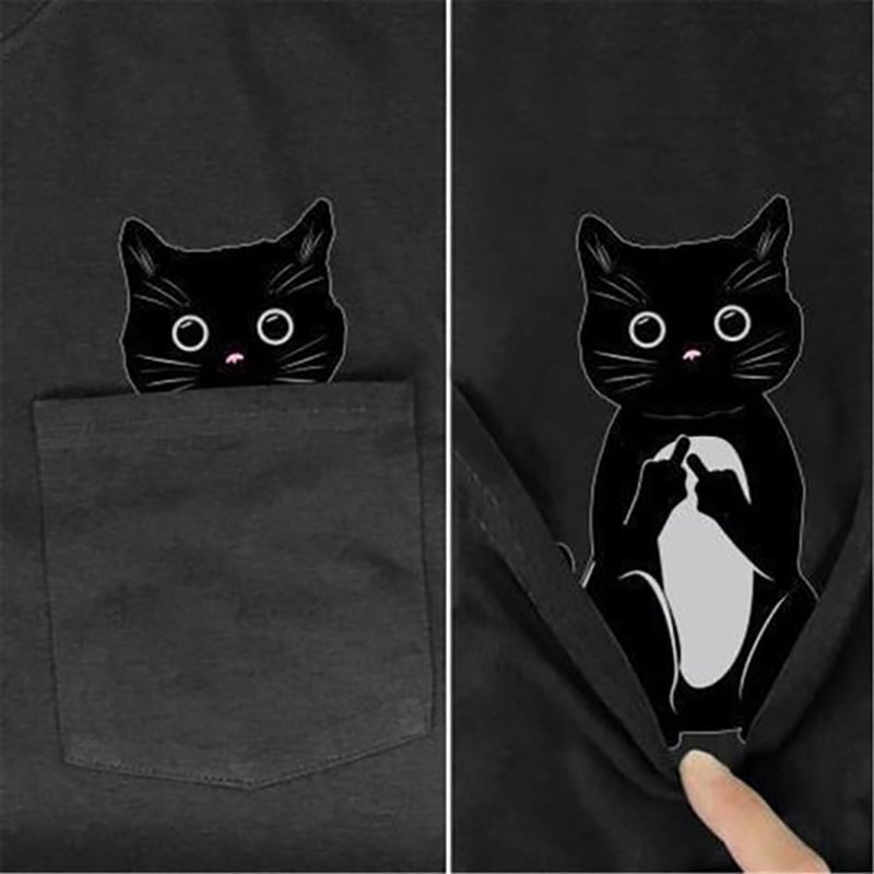 😾🖕Pocket Middle Finger Cat T-Shirt(Buy 2 Free Shipping)