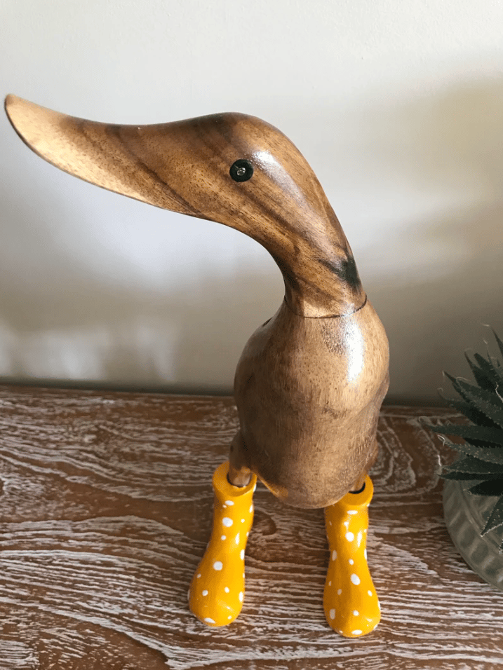 🌈Hand Carved Wellies Duck Family💞