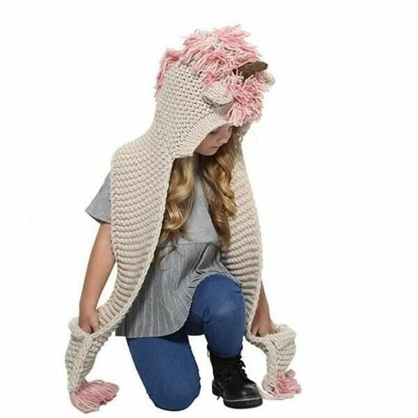 KNITTED UNICORN HATS WITH SCARF SET WINTER WINDPROOF