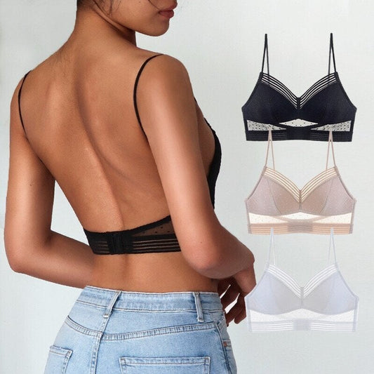 Low Back Wireless Lifting Lace Bra