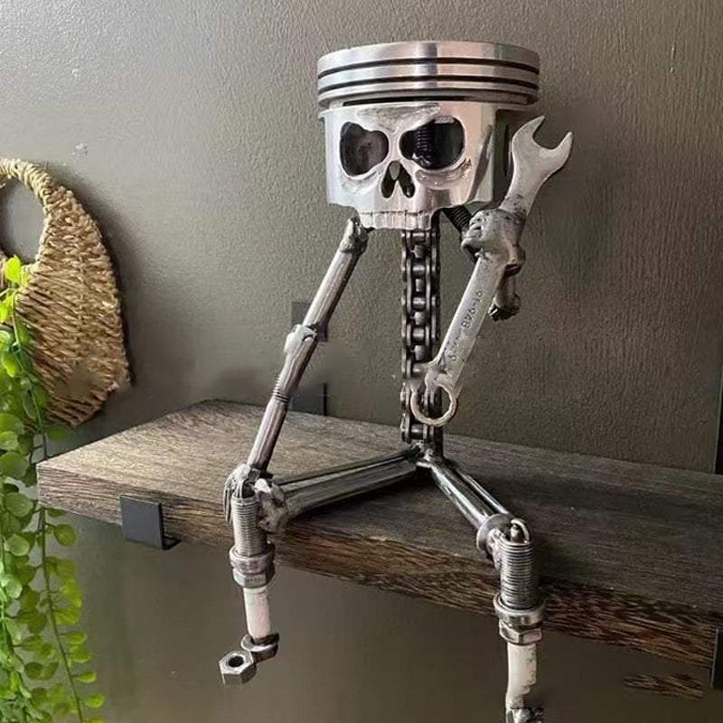 Piston Skull Face Sculpture