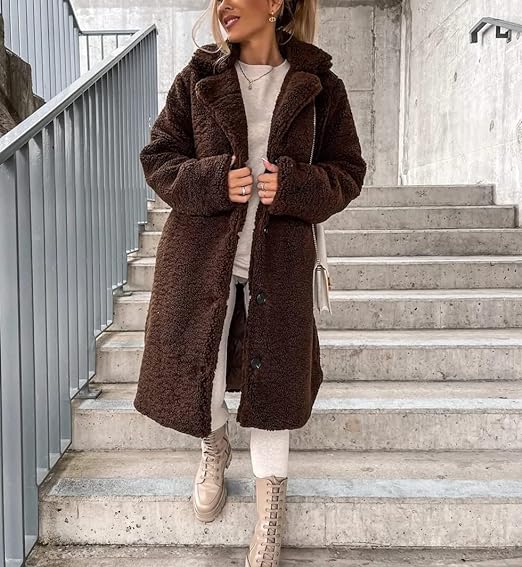 Womens Winter Clothes 2023 Fuzzy Fleece Long Cardigan Coat