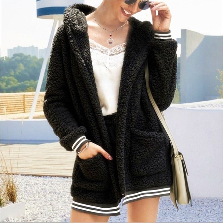 Women's Oversized Hooded Soft Sherpa Fleece Warm Sports Coats