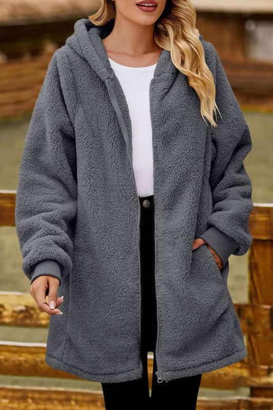 Women Oversized Sherpa Jackets Fuzzy Fleece Hoodies