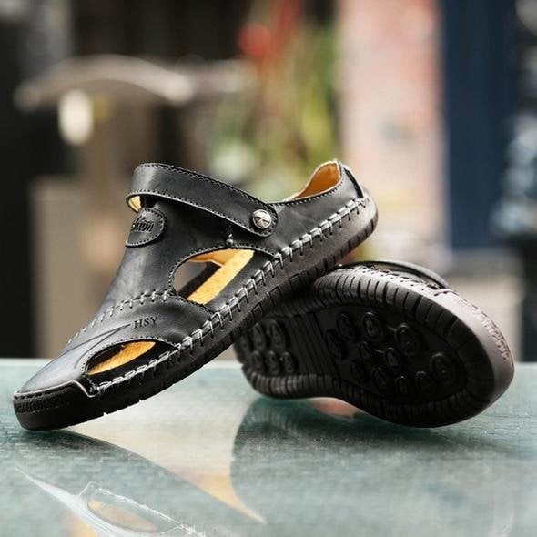 Last day 49% OFF💥Large Size Soft Leather Men's Breathable Outdoor Sandals