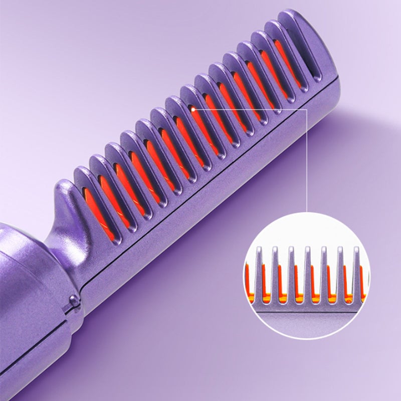 2 In 1 Portable Cordless Hair Straightener Brush Comb - Fast Heating Negative Ion Hair Care