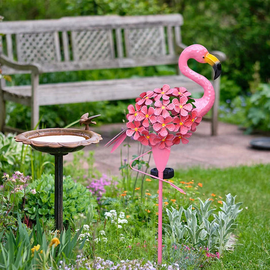 Flamingo Solar Light Metal Art