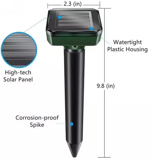 Solar Power Ultrasonic Sonic Mouse Mole Snakes Pest Rodent Repeller