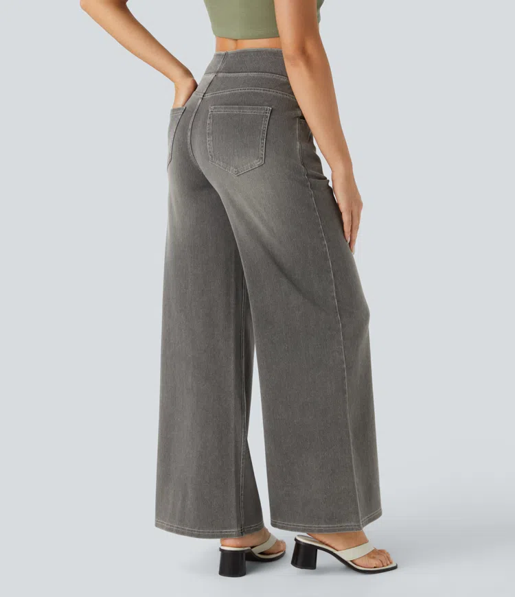 Super Stretch High-Waisted Wide Leg Jeans