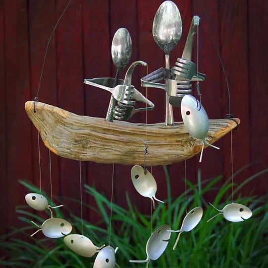 ❤️Handcrafted Fisherman's Spoon Fish Sculpture Wind Chime