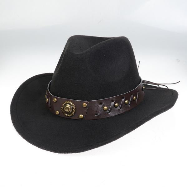 Solid Color Western Cowboy Woolen Jazz Hat