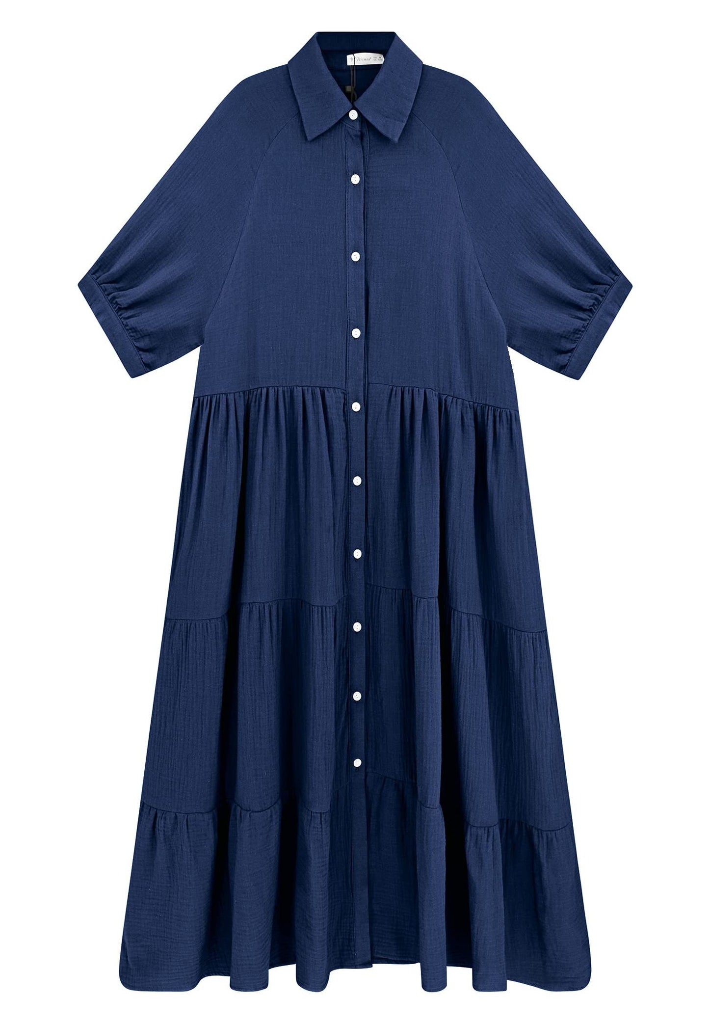 Summer Cotton Half Sleeves Midi Dress with Pockets