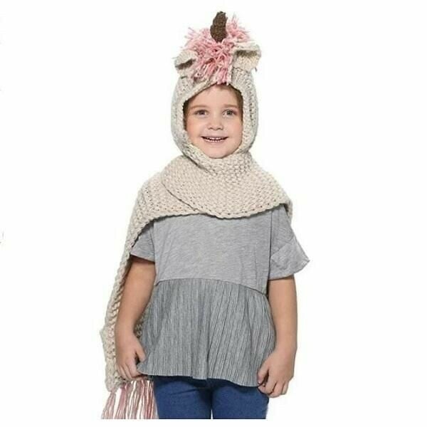 KNITTED UNICORN HATS WITH SCARF SET WINTER WINDPROOF