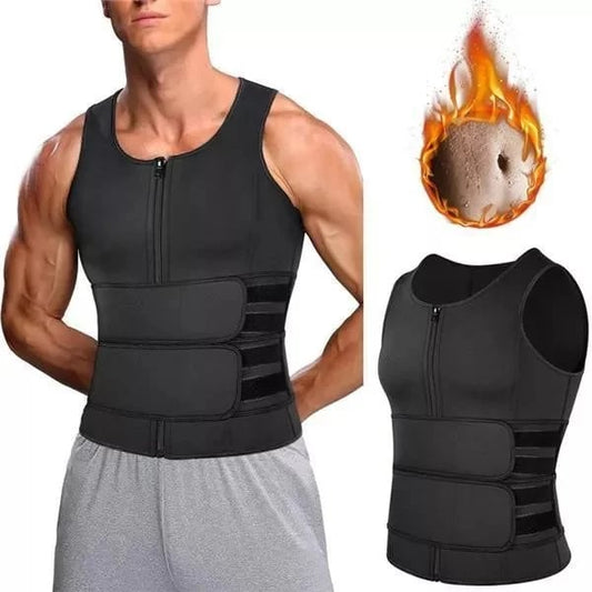 Men Body Shaper Sauna Vest Waist Trainer Double Belt💦