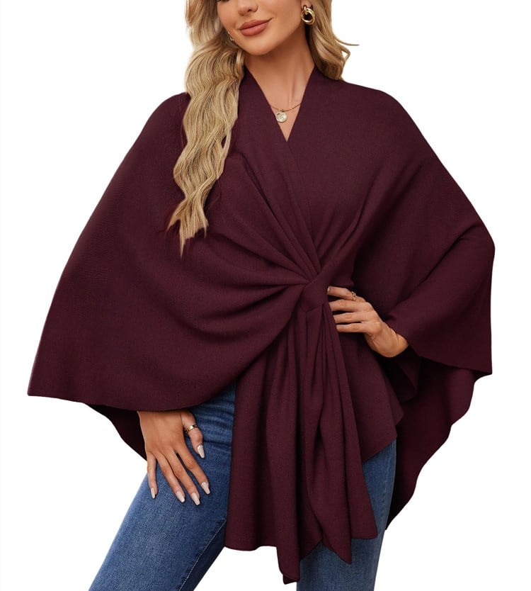 Elegant Shawl Wraps Soft Open Front Poncho Sweater