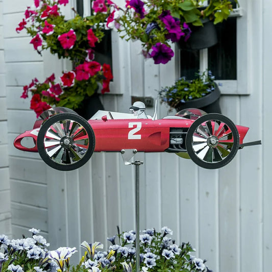 Outdoor Garden Balcony Race Car Decorative Windmill