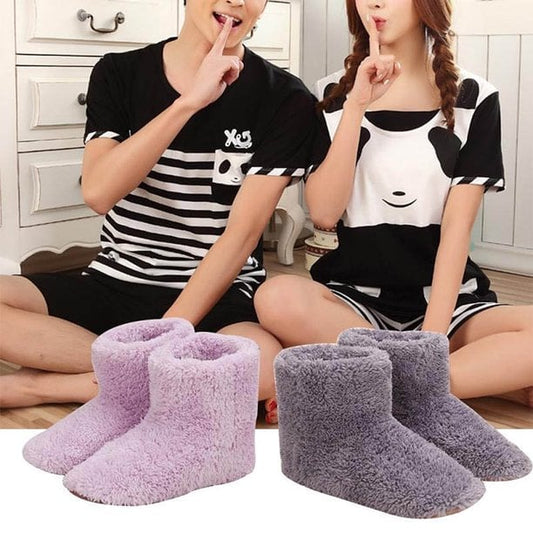 Winter Men/Women USB Heated Boots Plush Legs Warmer Washable Indoor House Thermal Shoes