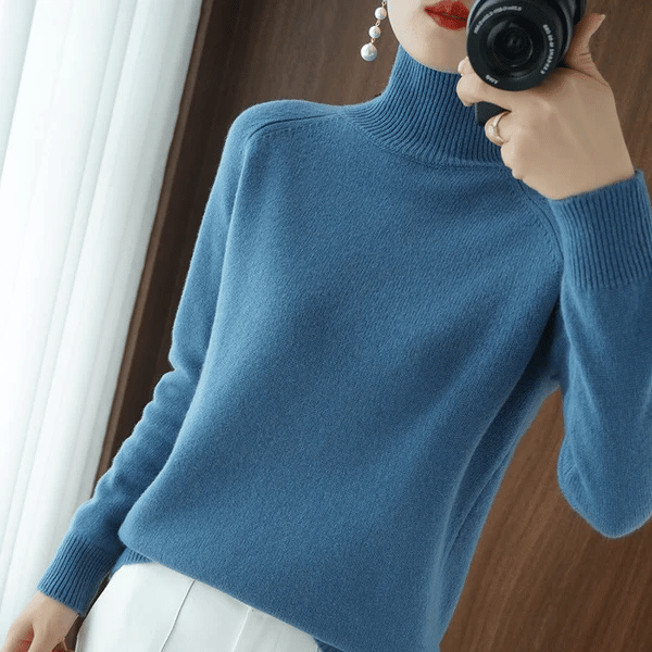 Women's Solid Turtleneck Knit Sweater