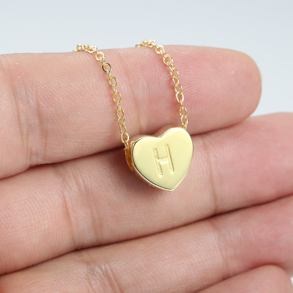 Engraved Heart Initial Necklace