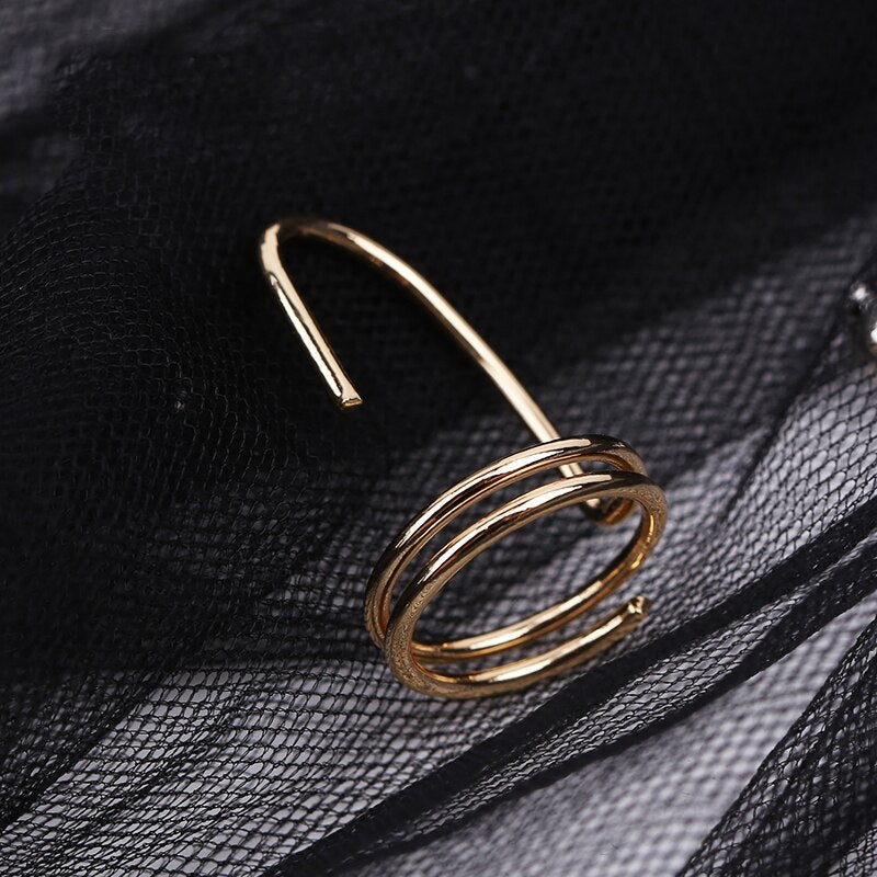 Gothic Metal Line Thin Nail Rings for Women Daily Fingertip Protective Cover Trendy Ring