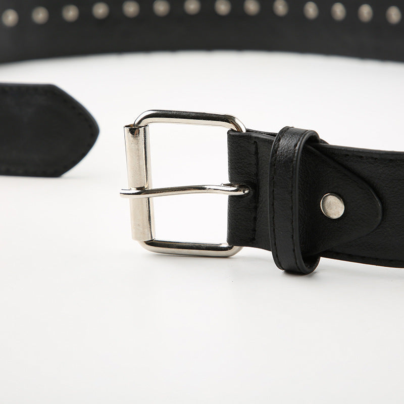 Bullet applique buckle PU leather belt