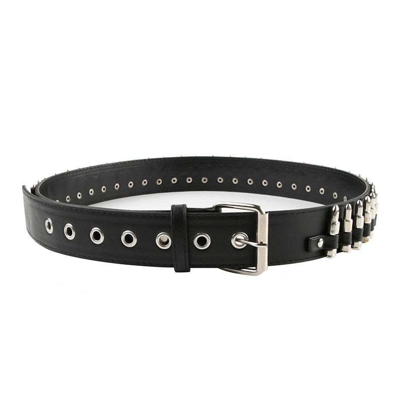 Bullet applique buckle PU leather belt