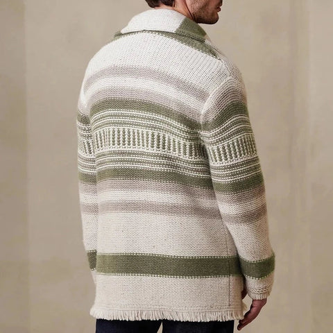 Men's Vintage Stripes Shawl Collar Cashmere Knitted Cardigan