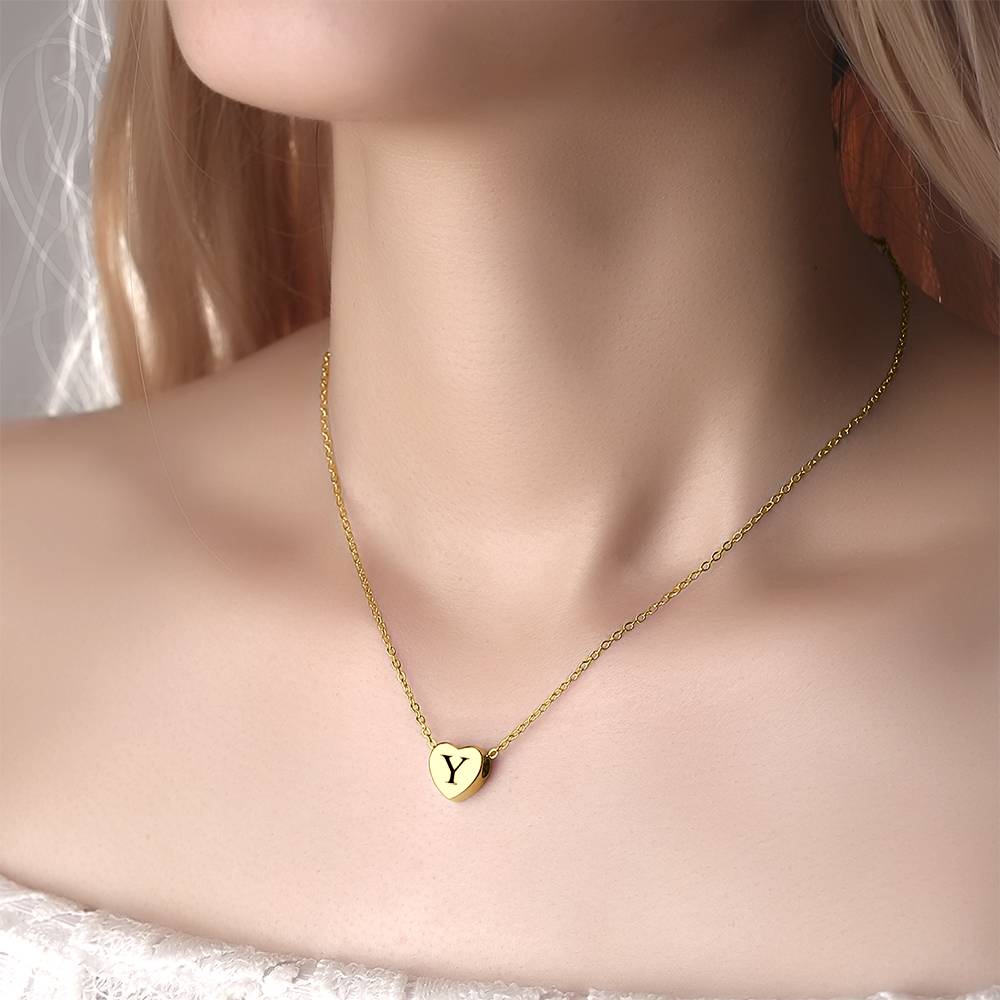 Engraved Heart Initial Necklace