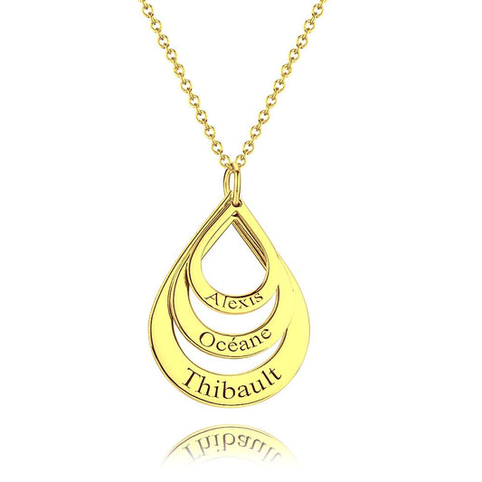 Personalized Engraved Necklace Drop Shaped Family Necklace in For Her