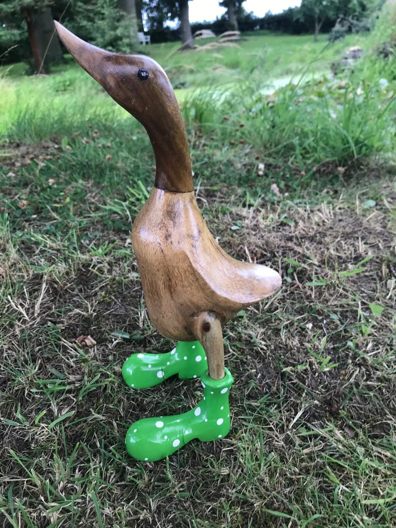 🌈Hand Carved Wellies Duck Family💞