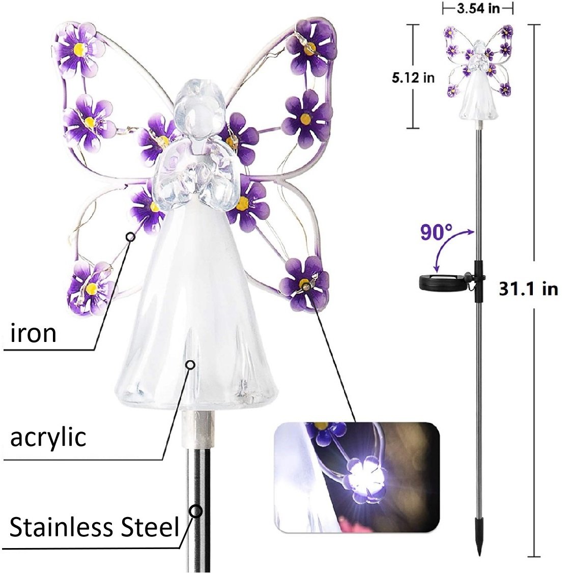 [LAST DAY -49% OFF]Waterproof 👼 Solar Angel lights🌳